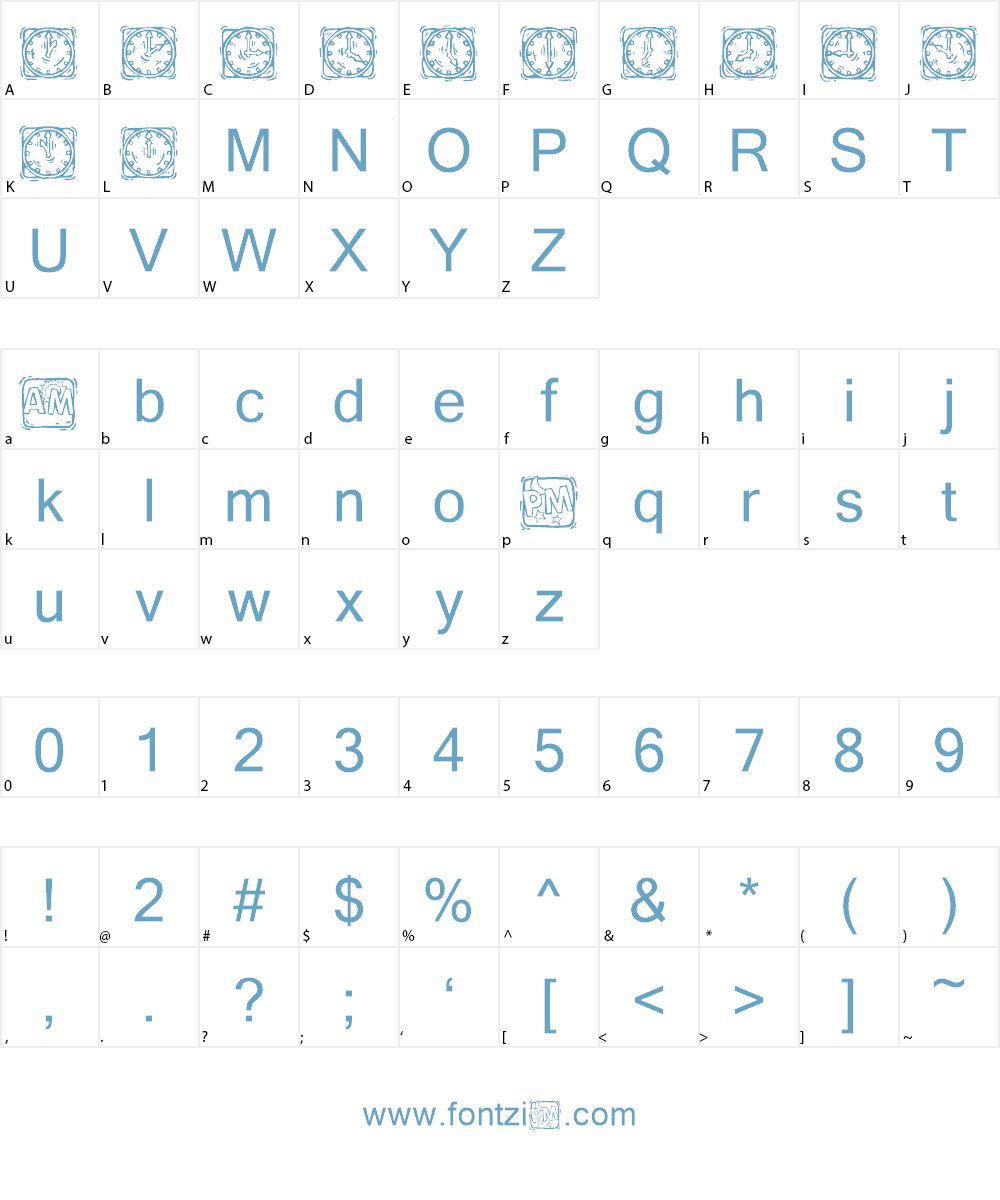 KR Lotsa Time Dings Font Character